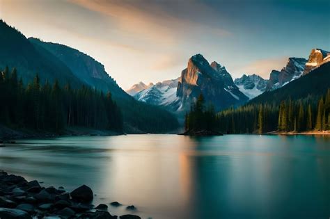 Premium AI Image | a beautiful sunrise with a mountain view