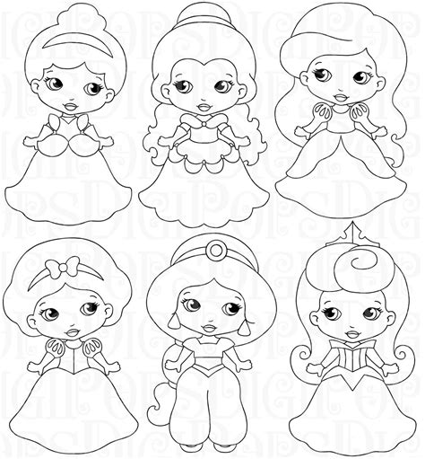 LITTLE PRINCESSES B&W Digital Clip Art Set Personal and