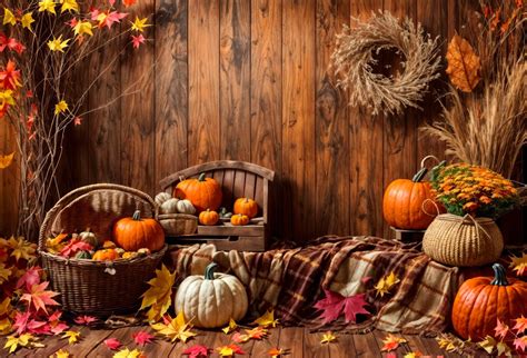 Kate Autumn Brown Wood Pumpkin Backdrop for Photography