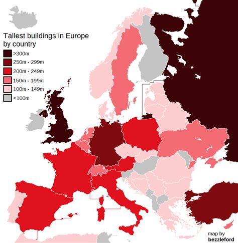 Tallest buildings in Europe by country [x-posr from /r/MapPorn] : r/europe