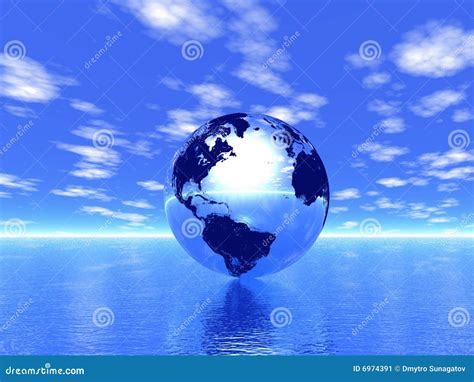 Globe in ocean stock illustration. Illustration of ocean - 6974391