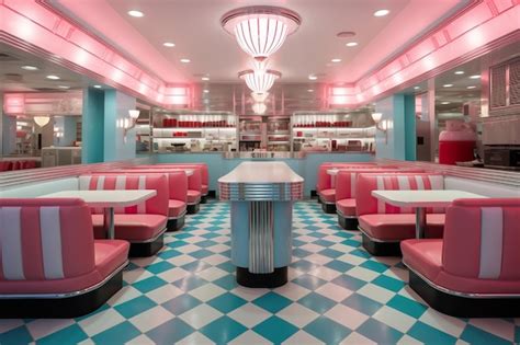 Premium AI Image | Retro american diner interior