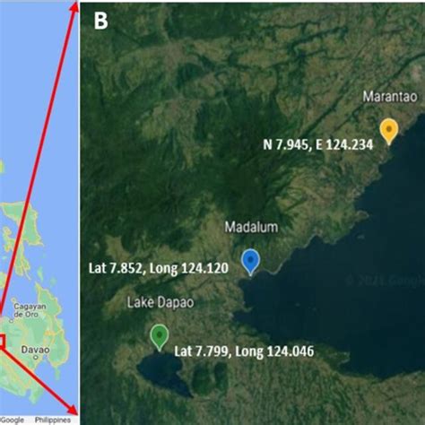 A) Map of the Philippines showing the location of Marawi City and Lake ...