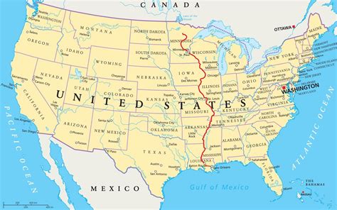 North America Map With Mississippi River - United States Map