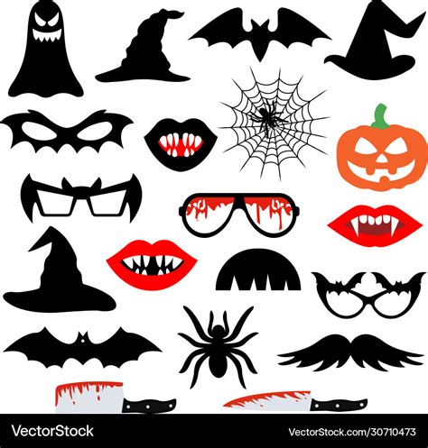 Halloween party photo booth props Royalty Free Vector Image