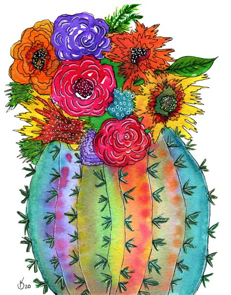 Cool Cactus With Flower Drawing Ideas - Merge Wiring