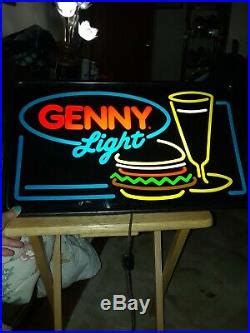 Vintage Genny Light Neo Neon Beer Sign Lighted RARE WORKS | Vintage Neon Sign