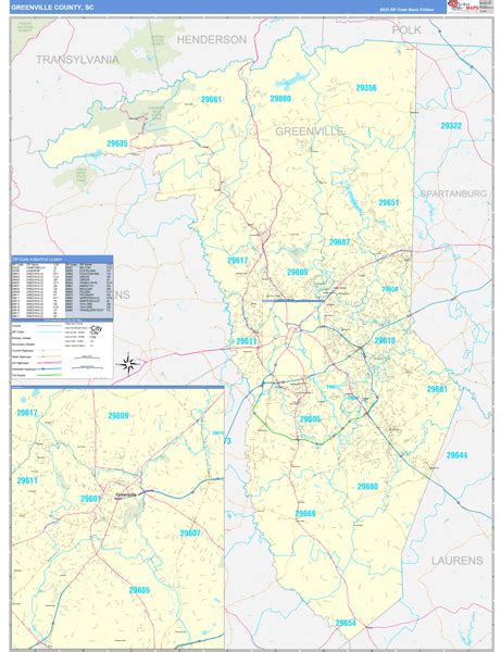 Wall Maps of Greenville County South Carolina - marketmaps.com