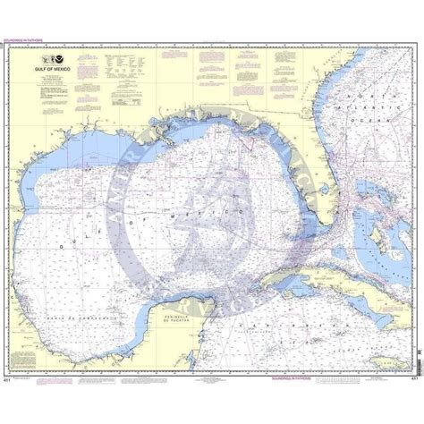 NOAA Nautical Chart 411: Gulf of Mexico | Gulf of Mexico Depth Chart ...