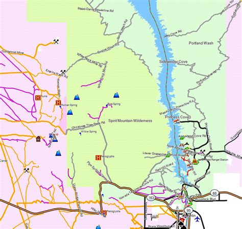 Lake Mead NRA, Lake Mohave - California Trail Map