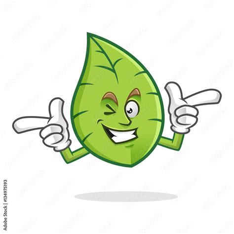 Cool funky leaf mascot, leaves character, vector leaf cartoon Stock Vector | Adobe Stock