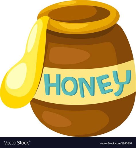 Jar with honey isolated Royalty Free Vector Image | Honey, Food cartoon ...