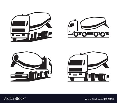 Concrete mixer truck in different perspective Vector Image