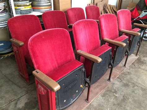 VINTAGE MOVIE THEATER SEATS WARNER THEATER HOLLYWOOD CRUSHED RED VELVET ...