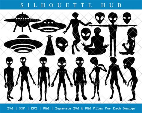 Alien SVG Cut Files Alien Silhouette Ufo Svg Alien Face - Etsy