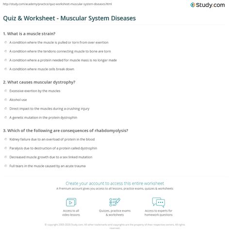 Quiz & Worksheet - Muscular System Diseases | Study.com