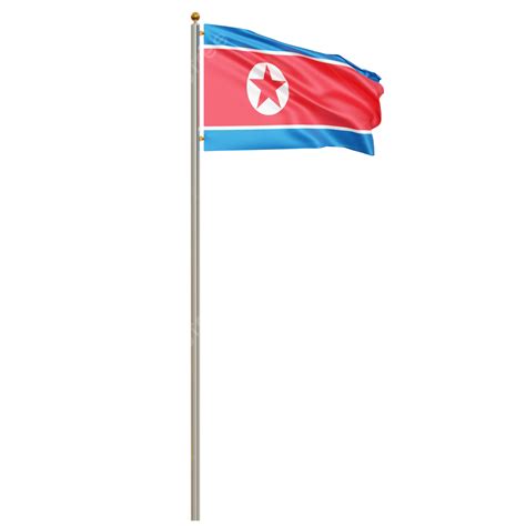 North Korea Flag With Pole, North Korea Flag Waving, North Korea Flag Waving Transparent, North ...