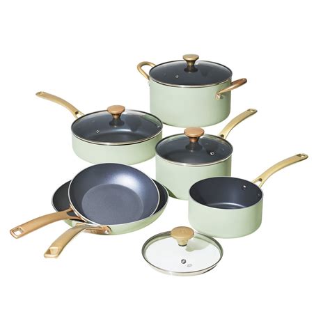 Beautiful 10 PC Cookware Set, Sage Green by Drew Barrymore - Walmart.com - Walmart.com