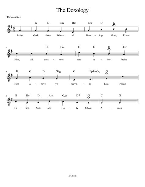 Printer-friendly Doxology Lead Sheet Sheet music for Piano (Solo) | Musescore.com