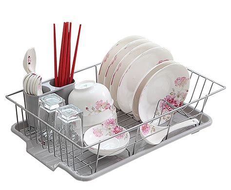 Basicwise Stainless Steel Dish Rack with Plastic Drain Board - Walmart.com