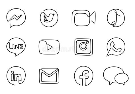 Collection of Popular Social Media Logos in Continuous Line Drawing ...