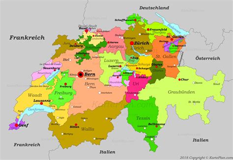 schweiz karta Karta schweiz: se bl.a. bern, basel och zürich - Europa Karta