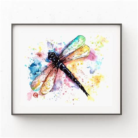 Dragonfly Print Dragonfly Art Dragonfly Watercolour Garden | Etsy