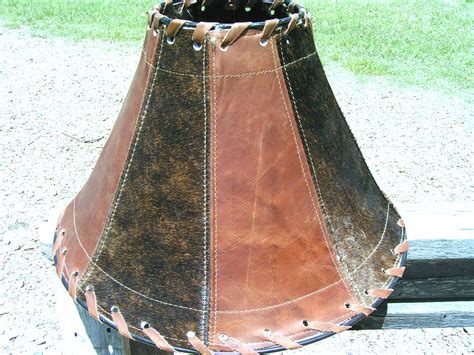 Western Cowhide Leather Lamp Shade Rustic Southwest 1300 bz - Lamp Shades