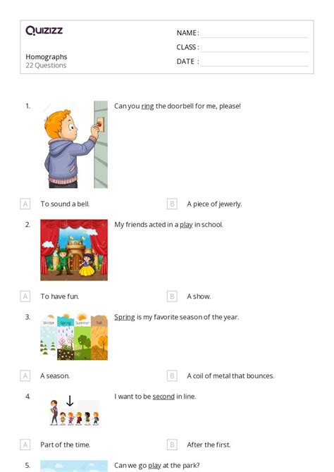 50+ Homophones and Homographs worksheets for 1st Grade on Quizizz | Free & Printable