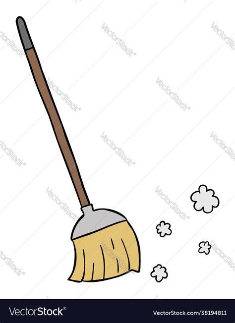 Cartoon broom and cleaning Royalty Free Vector Image