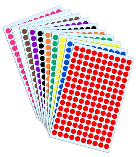 Buy 3000 Pack, 0.375" Round Colored Dot Stickers Labels - 10 Colors ...