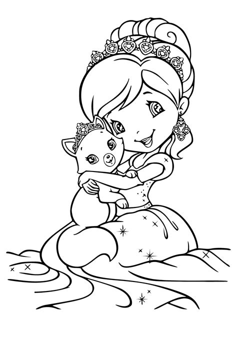 Free Printable Strawberry Shortcake Cat Coloring Page, Sheet and Picture for Adults and Kids ...