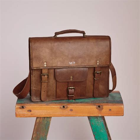 Personalised Vintage Leather Satchel Bag By Paper High | notonthehighstreet.com