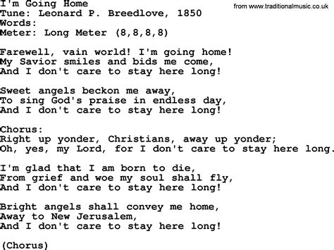 Sacred Harp Song: I'm Going Home - lyrics, and PDF