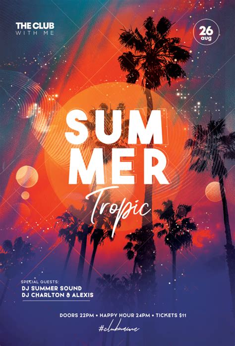 Summer Tropical Party Flyer Template (PSD) - PixelsDesign