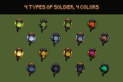 Top Down Soldier Sprites Pixel Art by 2D Game Assets on Dribbble