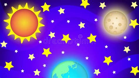 Cartoon Illustration of the Creation of Sun, Moon and Stars Stock Footage - Video of yellow ...