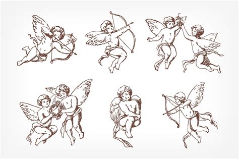 Vintage Cupids with Arrows and Bow | Cupid tattoo, Cherub tattoo, Hand ...