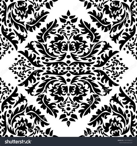 Damask Wallpaper Seamless Vector Background Black Stock Vector (Royalty ...