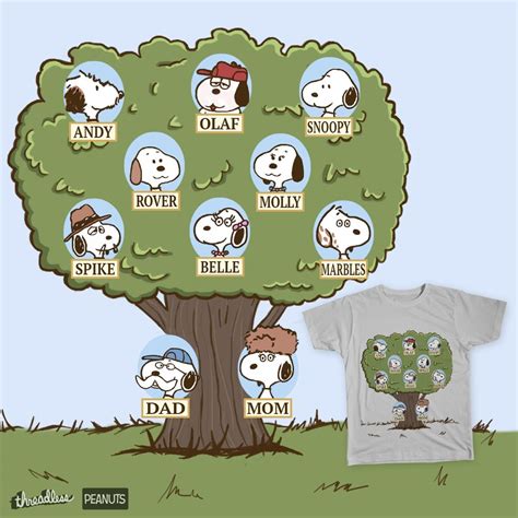 Snoopy's Family Tree on Threadless | Snoopy family, Snoopy love, Snoopy ...