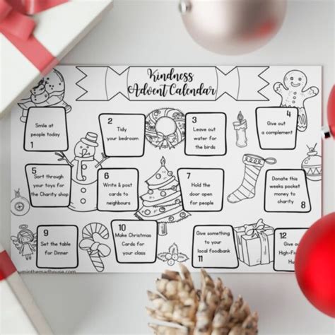 Free Printable Kindness Advent Calendar to Colour - Mum In The Madhouse