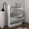 Torino Narrow White Shoe Storage Cabinet - 6 Pairs - Furniture123