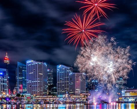 Fireworks over the city - Darling Harbour, Australia