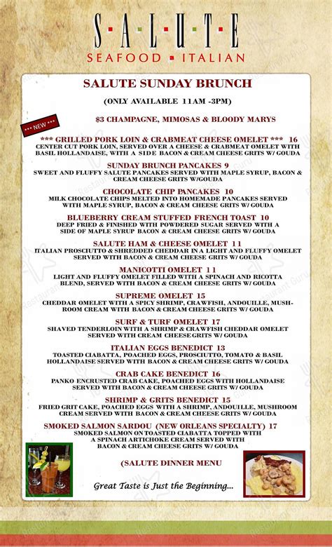 Menu at Salute Italian Restaurant, Gulfport