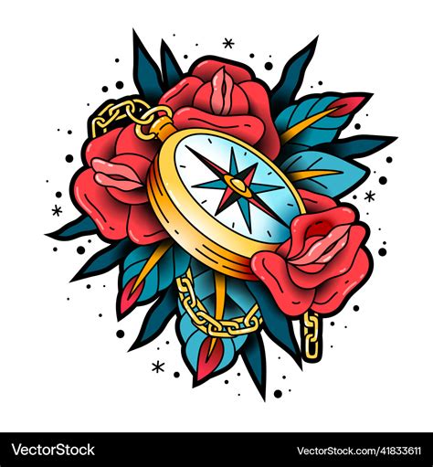 Compass tattoo Royalty Free Vector Image - VectorStock