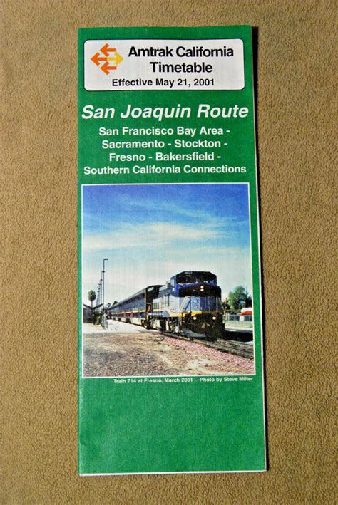 Amtrak Timetable - San Joaquin Route - May 21, 2001