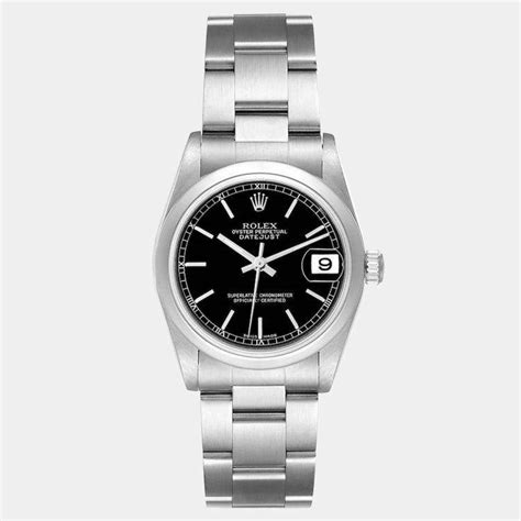 Rolex Black Stainless Steel Datejust 78240 Women's Wristwatch 31 mm Rolex | The Luxury Closet