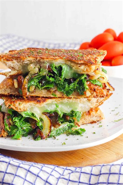 Cheesy Veggie Panini Recipe [Kale & Caramelized Onions]