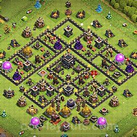 Town Hall 9 Trophy Base 4 Mortars