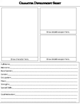 Character Development Worksheet by Angelique Grathwohl | TpT